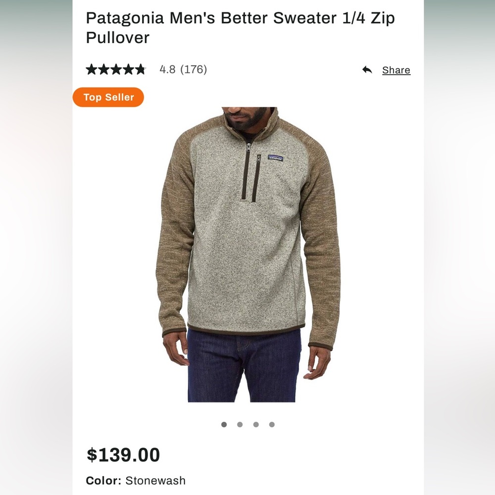 Patagonia Men's Better Sweater 1/4 Zip Pullover (size men’s XL)